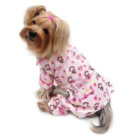 Girly Monkey Flannel Pajamas with 2 Pockets - S