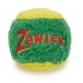 ZA Shaggy Squeaker Ball - Plush Rubber Fetch Toy in Green & Yellow